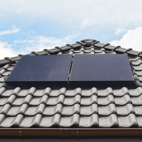 Priwatt Solaranlage priRoofDuo Plug & Play, Solarmodul für Dächer mit Dachpfannen inkl. Wechselrichter und Halterungen, 400 W max. Leistung, Schukokabel: 10 m