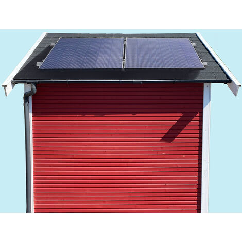 Priwatt Solaranlage priShedDuo Plug & Play, Solarmodul für Dächer mit Dachpappe inkl. Wechselrichter und Halterungen, 400 W max. Leistung, Schukokabel: 10 m