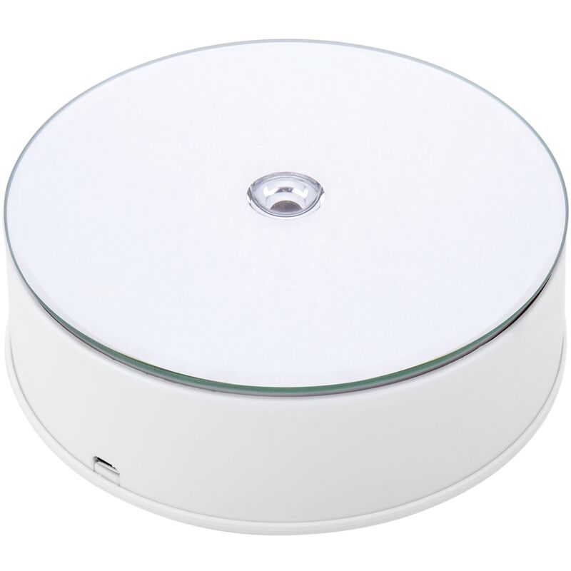 Image of PrixPrime - Base girevole con specchio bianco da 14 cm e piattaforma girevole con illuminazione elettrica a led