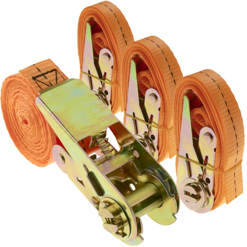 Cinghie di fissaggio a cricchetto arancioni 25 mm