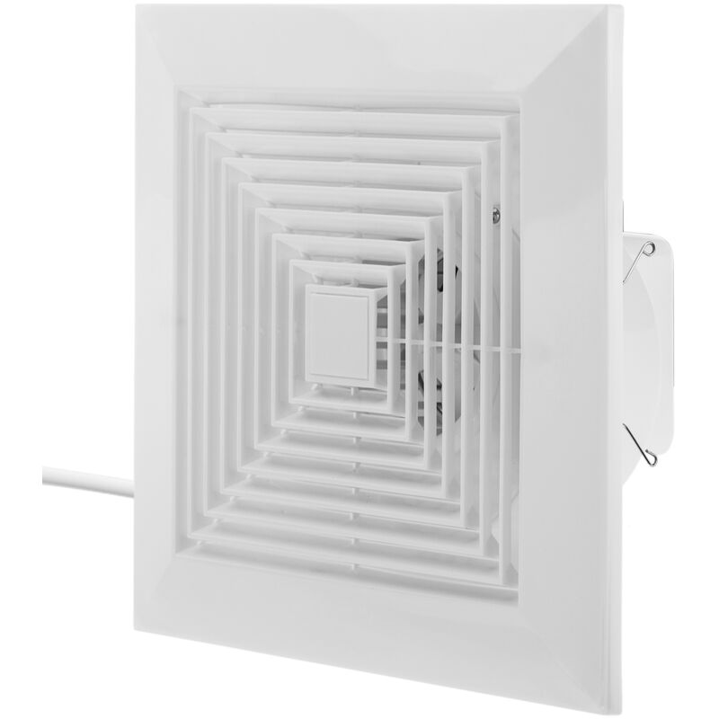 PrixPrime - Estrattore d'aria per soffitto o parete 224x224 mm, con valvola di non ritorno per bagno e ventilazione interna