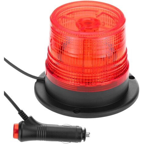 PrixPrime - Rotierendes LED-Licht für Zigarettenanzünder im Auto, Farbe rot