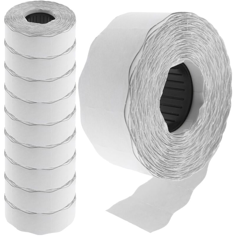 Image of Rotolo da 1000 etichette adesive bianche permanenti 26x16 mm confezione da 10 - Prixprime