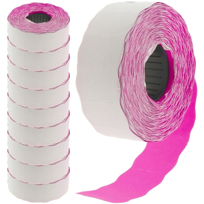 Image of Rotolo da 1000 etichette adesive rosa permanenti 26x16mm confezione da 10 - Prixprime