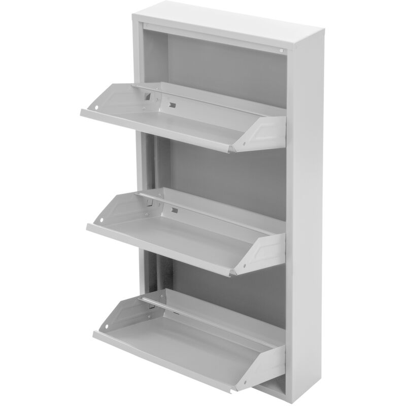 Scarpiera in metallo bianco a 3 scomparti