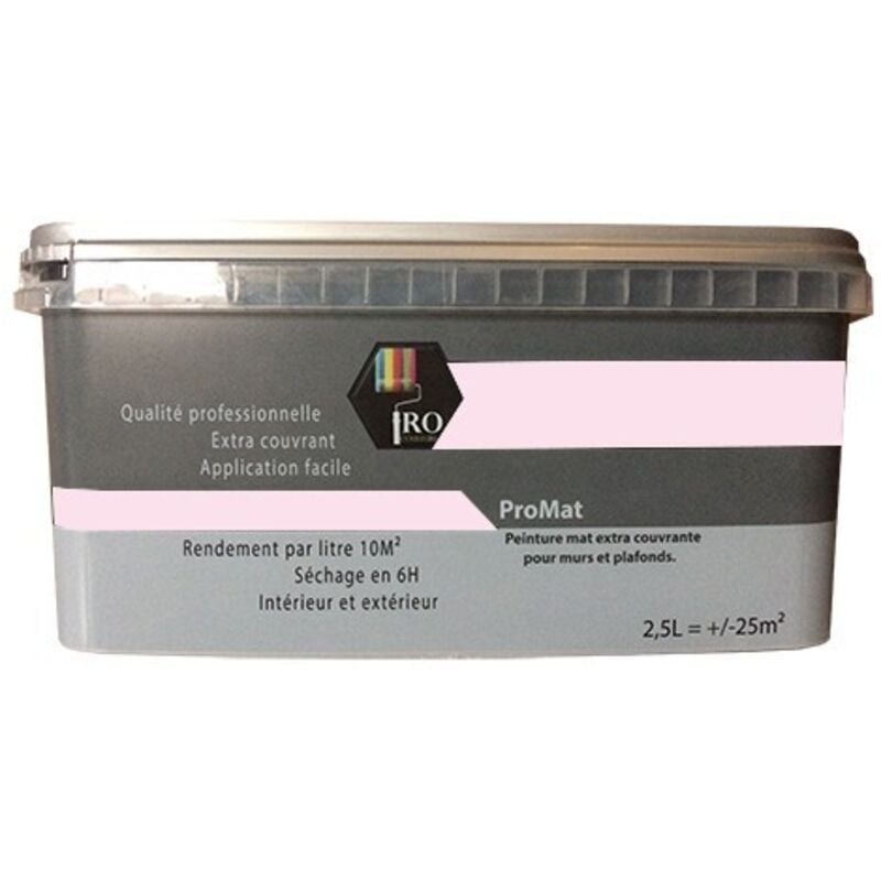 PRO COULEURS Peinture acrylique mat 2,5L Rose dragée 2,5 L - Rose Dragée