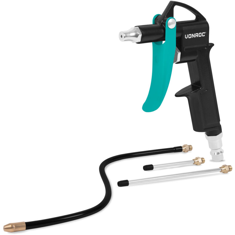 Vonroc - Pro Druckluft-ausblaspistole – Inkl. 3 Zusätzlicher Düsen – 10 Bar – Universelle Euro/din 7, 2 Mm Kupplung