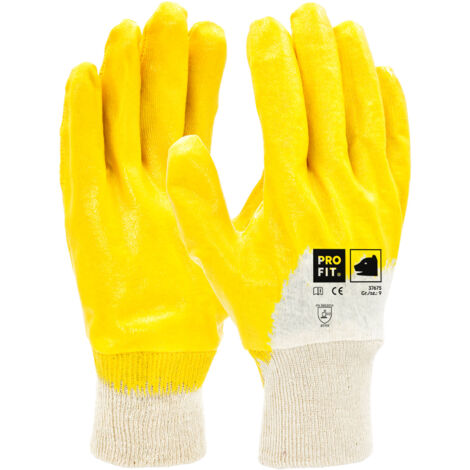 PRO FIT Nitril-Arbeitshandschuh MEGA LITE, Größe 8 - 12 Paar, Gartenhandschuh 3/4 gelb getaucht
