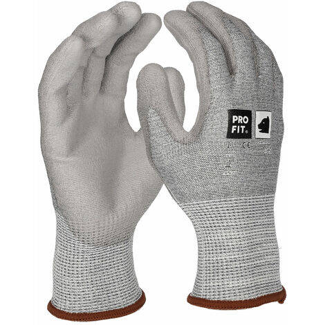 PRO FIT PU-Schnittschutzhandschuh 9904, Größe 10 , Level D, mit HPPE-Glas-Faser, grau, Cut Resistant Fiber