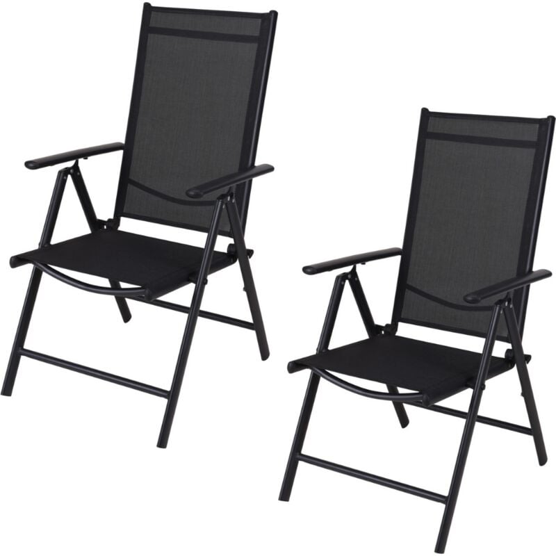 Chaise de jardin / Chaise pliante / Chaise pliante / Chaise de camping - Pliable - Noir - 2 pcs - Pro Garden