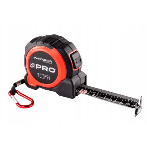 PRO gerolltes Maßmaß mit Magnet W-Rocker 10 m 32 mm mit Karabiner