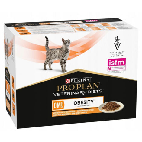 Pro Plan Veterinary Diet OM St/Ox Obesity Management pour chats Poulet 10 sachets 85 g