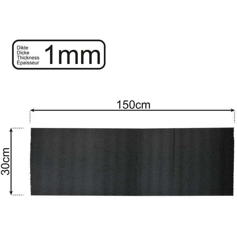 Proplus Rutschfeste Matte Schwarz 150x30cm 1mm