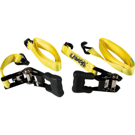 Pro-Safe, set 2 nastri tensori con cricchetto a doppio gancio - 5 m