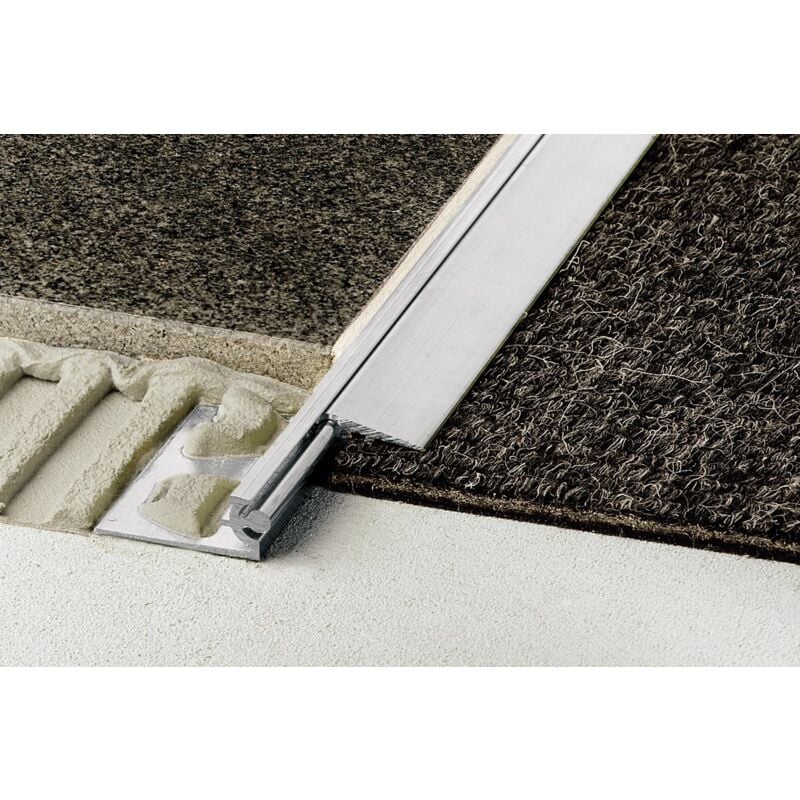 Profilé pour revêtement de sols reno-v - Profilé porteur aluminium anodisé mat - Hauteur 10 mm - Barre de 2,5 m - Prix au ml
