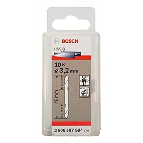 PRO Trapano a spirale HSS-G in metallo con doppia lama, 3,2 x 11 x 49 mm, set da 10 pezzi