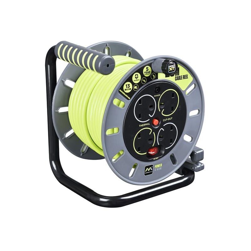 Pro-xt Open Cable Reel 240V 13A 4-Socket 25m MSTOMU25134 - Masterplug