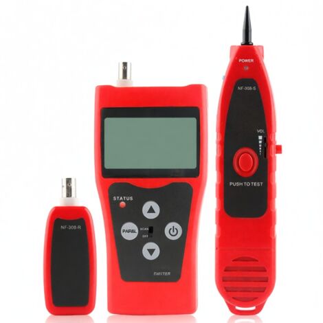 Probador cables red NOYAFA pantalla LCD, detector línea alta precisión, prueba RJ11 RJ45 coaxiales, medición longitud cable con adaptador, para electricistas