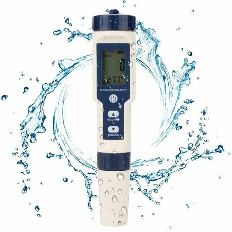 Probador de agua 5 en 1 Probador de agua multifuncional, Digital TDS/EC/Salinidad/PH/Temperatura para agua potable, piscina, acuario, pecera e hidroponía