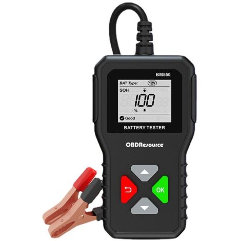Probador de batería BM550 AUTO 6V 12V 24V, 100-2000 CCA 2-200Ah Analizador de batería digital para automóvil/camión/motocicleta/ATV/SUV/barco/yate