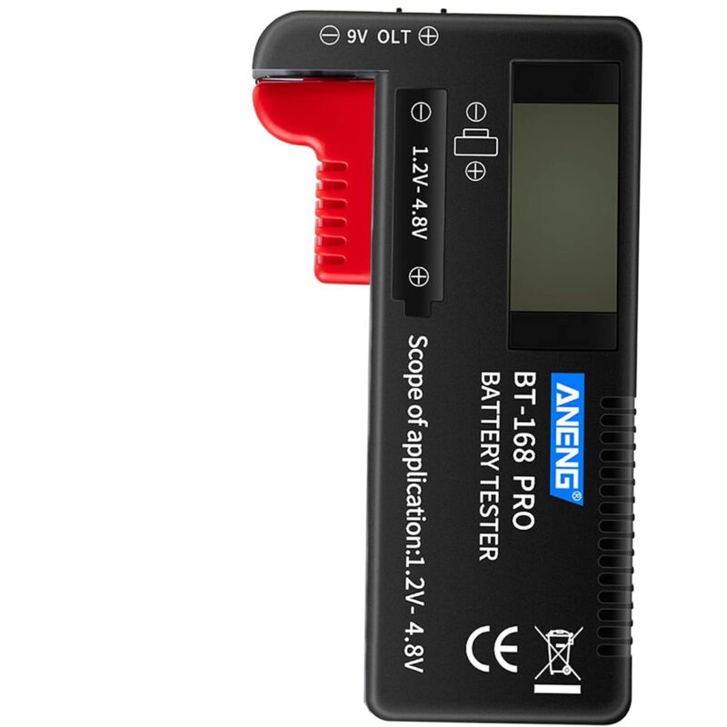 Probador de batería BT-168 PRO con pantalla digital, herramienta de diagnóstico universal, comprobación de pilas de botón CC, AAA y AA.