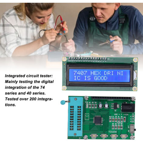 Probador de circuitos integrados digitales TES200 con pantalla LED para la serie 74/40