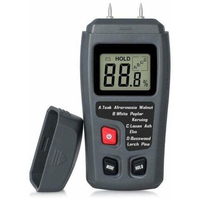 Probador de humedad de madera portátil Lcd Detector de humedad de madera Probador de humedad para medir la humedad del papel de leña, AAFGVC