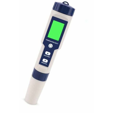 Probador de medidor de pH electrónico 5 en 1, medidor de calidad del agua con medición de salinidad, temperatura, pH, TDS y EC, pantalla LCD y precisión de lectura, para agua potable, acuarios, piscin