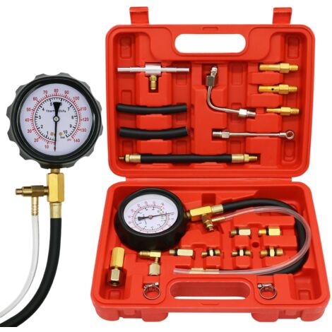 Probador de presión de bomba de inyección de 0-140 PSI, probador de presión de combustible, kit de comprobador de presión universal, herramienta de diagnóstico para automóviles, camiones y motocicleta