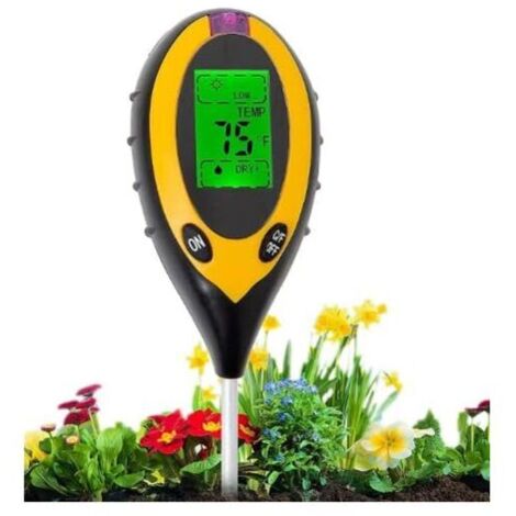 Probador de suelo 4 en 1 para pH, luz, humedad y temperatura, probador de suelo para plantas, jardín, granja, interior, exterior (sin baterías)