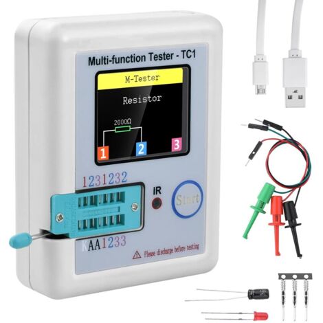 Probador de transistores LCR-TC1 multifuncional de bolsillo con pantalla TFT a color retroiluminada de 1,8 pulgadas para diodos, triodos, condensadores, resistencias y transistores LW21.