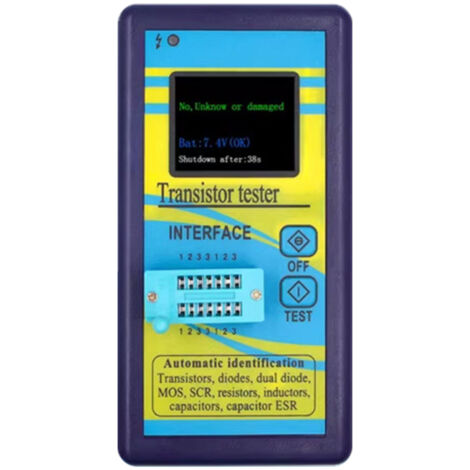 Probador de transistores NPN y PNP, diodos, resistencias, inductores, condensadores, MOS, SCR y ESR con pantalla TFT de 1,8 pulgadas y detección automática de pines.