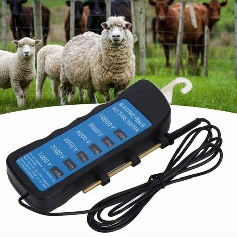 Probador de voltaje de cerca eléctrica, portátil con 6 luces para detectar el voltaje de la cerca, ideal para equipos agrícolas, cercas eléctricas para ganado y jardín.