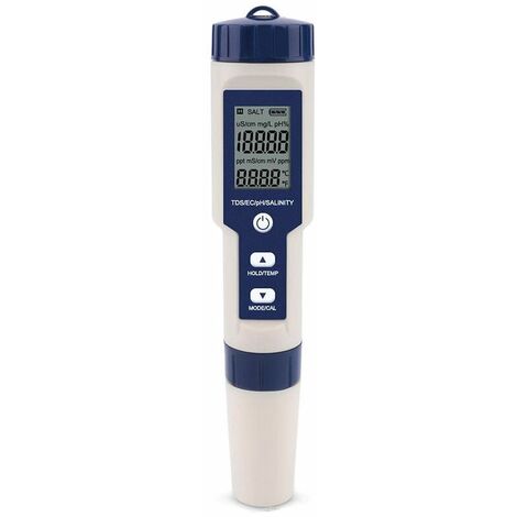 Probador Digital 5 en 1 TDS/EC/PH/salinidad/temperatura del agua para hidroponía/acuario/piscina/agua potable DH12