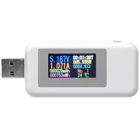 Probador digital USB 10 en 1 KWS-MX18 con pantalla LCD: medidor de voltaje y corriente, vatímetro, amperímetro, probador de cargadores USB, detector y voltímetro.
