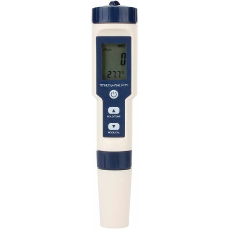 Probador multifuncional de calidad del agua 5 en 1, medidor digital TDS/EC/salinidad/PH/temperatura para agua potable, piscina, acuario, pecera, hidroponía