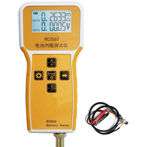 Probador portátil de voltaje y resistencia internos RC3563, 200 Ω 100 V, pantalla de 3 dígitos, alta precisión, detector de baterías de litio-plomo-ácido de CA de cuatro hilos