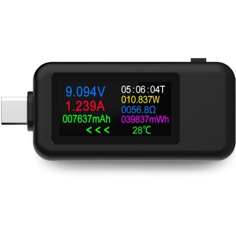 Probador USB C Multímetro Digital LCD para Voltaje, Corriente, Capacidad y Potencia (Versión Clásica)