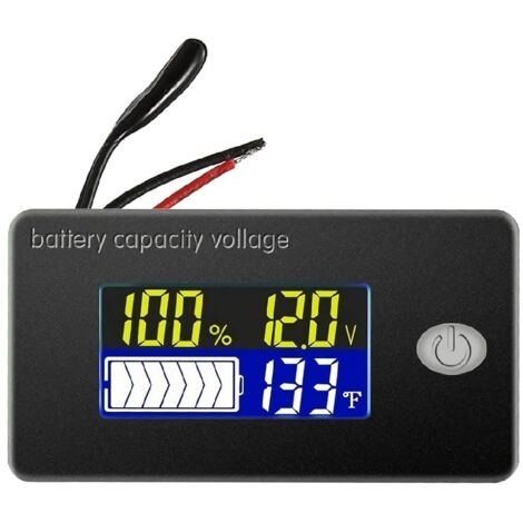 Probadores de batería YMYNY, voltímetro con pantalla de temperatura, pantalla de voltaje de batería, medidor de batería de plomo ácido, medidor de batería de litio (alarma de 12 V)