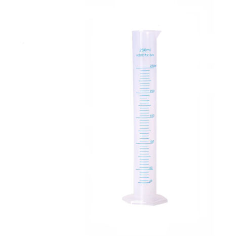 Probetas graduadas de plástico transparente de 250 ml, vaso medidor cilíndrico de plástico, para laboratorio, herramientas de medición, líquidos, cristalería y suministros de laboratorio.
