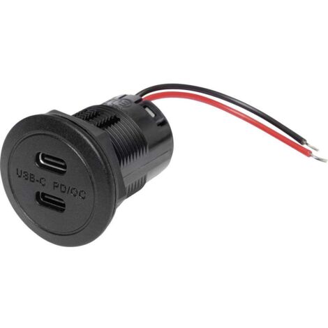 ProCar Power USB-C double prise PD/QC EV sans LED max. 2x 30 watts Charge de courant max=3 A 12 ou 24 V/DC Y261643