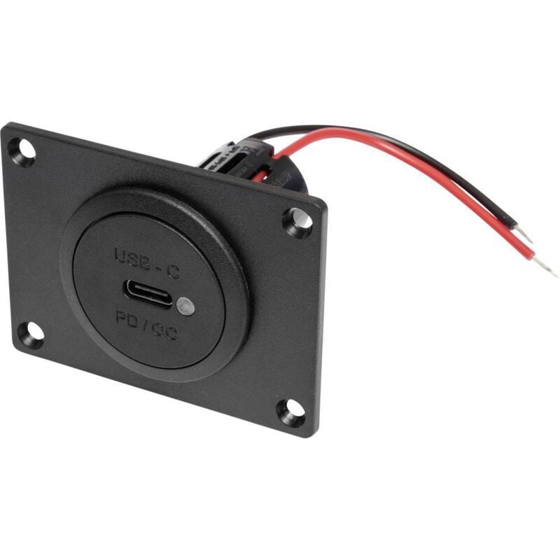 Power usb-c femelle encastré pd/qc avec led + platine de montage Charge de courant max=3 a 12 ou 24 v/dc - Procar
