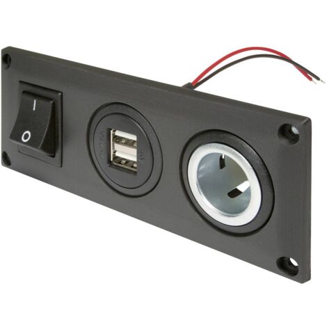 ProCar Presa da incasso con presa doppia USB-A commutabile + 1 presa di corrente Portata massima corrente=20 A 12 V, 24