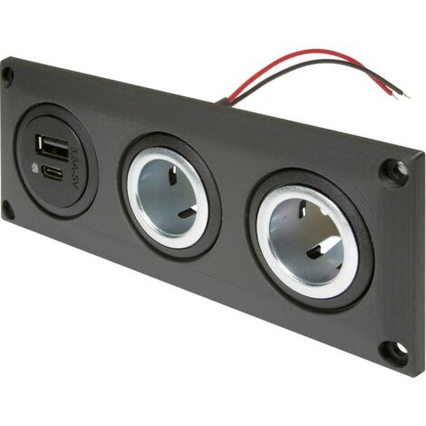 ProCar Presa da incasso con presa doppia USB-C/A + 2 prese di corrente Portata massima corrente=20 A 12 V, 24 V