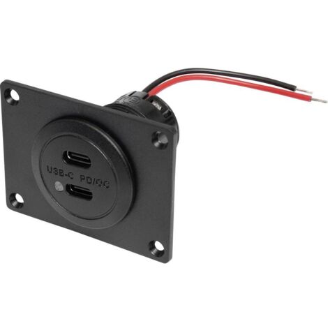 ProCar USB-C double prise PD/QC avec LED + platine de montage Charge de courant max=3 A 12 ou 24 V/DC Y261663