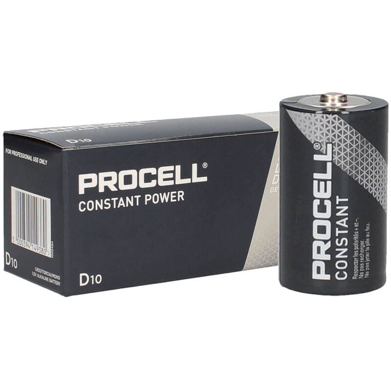 Fplus - Boîte de 10 piles alcalines industrielles Procell LR20 (d)