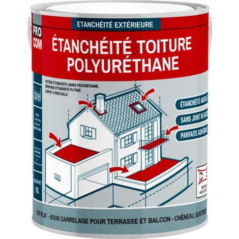 Procom – Résine d'étanchéité polyuréthane pour toits plats – Haute élasticité – Résistance aux intempéries et UV – Application facile au rouleau