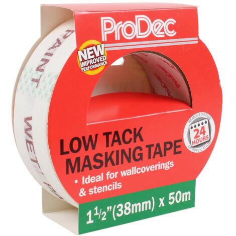 ProDec 1,5 pollici x 50 m Nastro per mascheratura per pittori a bassa aderenza su più superfici, per superfici delicate, per ottenere linee di pittura nitide per la pittura e la decorazione di interni
