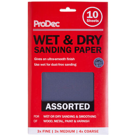 ProDec Assorted Grits Wet and Dry - 10 Sheets Half Size (230mm x 140mm)