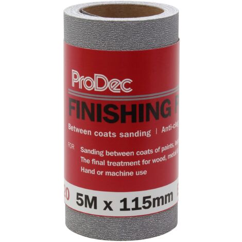 ProDec Carta abrasiva a grana 320 extra fine per levigatura tra strati e levigatura automobilistica, rotolo di carta abrasiva da 5 m x 115 mm